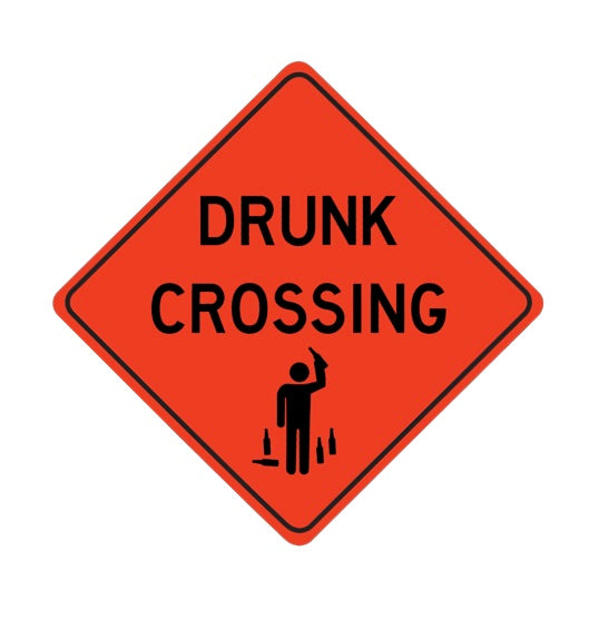 DRUNK CROSSING FUNNY FREE STICKER