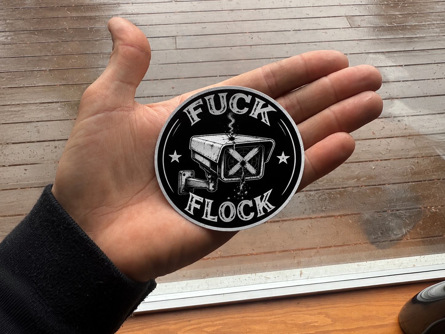 FUCK FLOCK STICKER - COVER YOUR LOCAL SURVEILLANCE CAMERA WITH THIS BAD BOY.