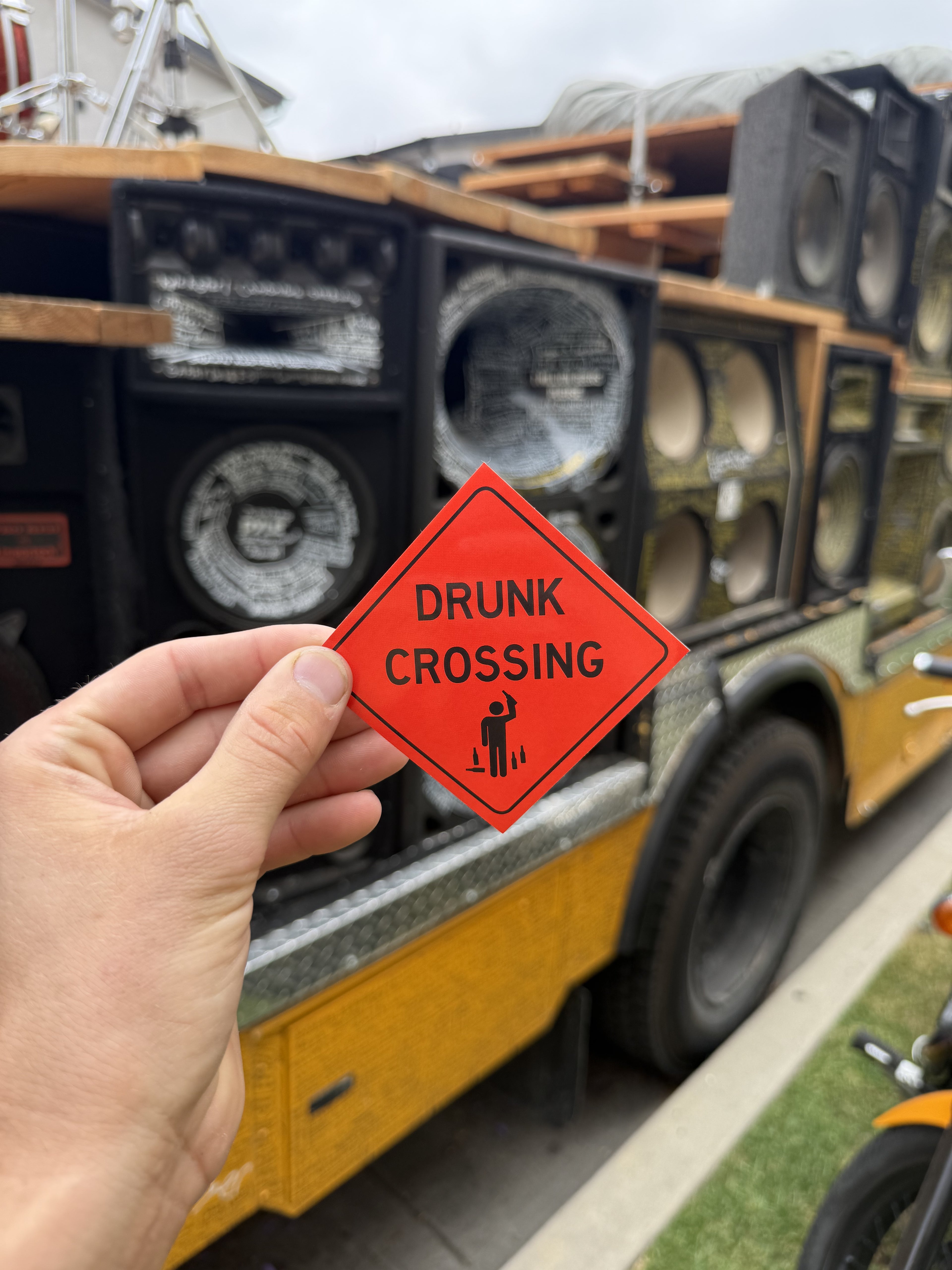 DRUNK CROSSING FUNNY FREE STICKER