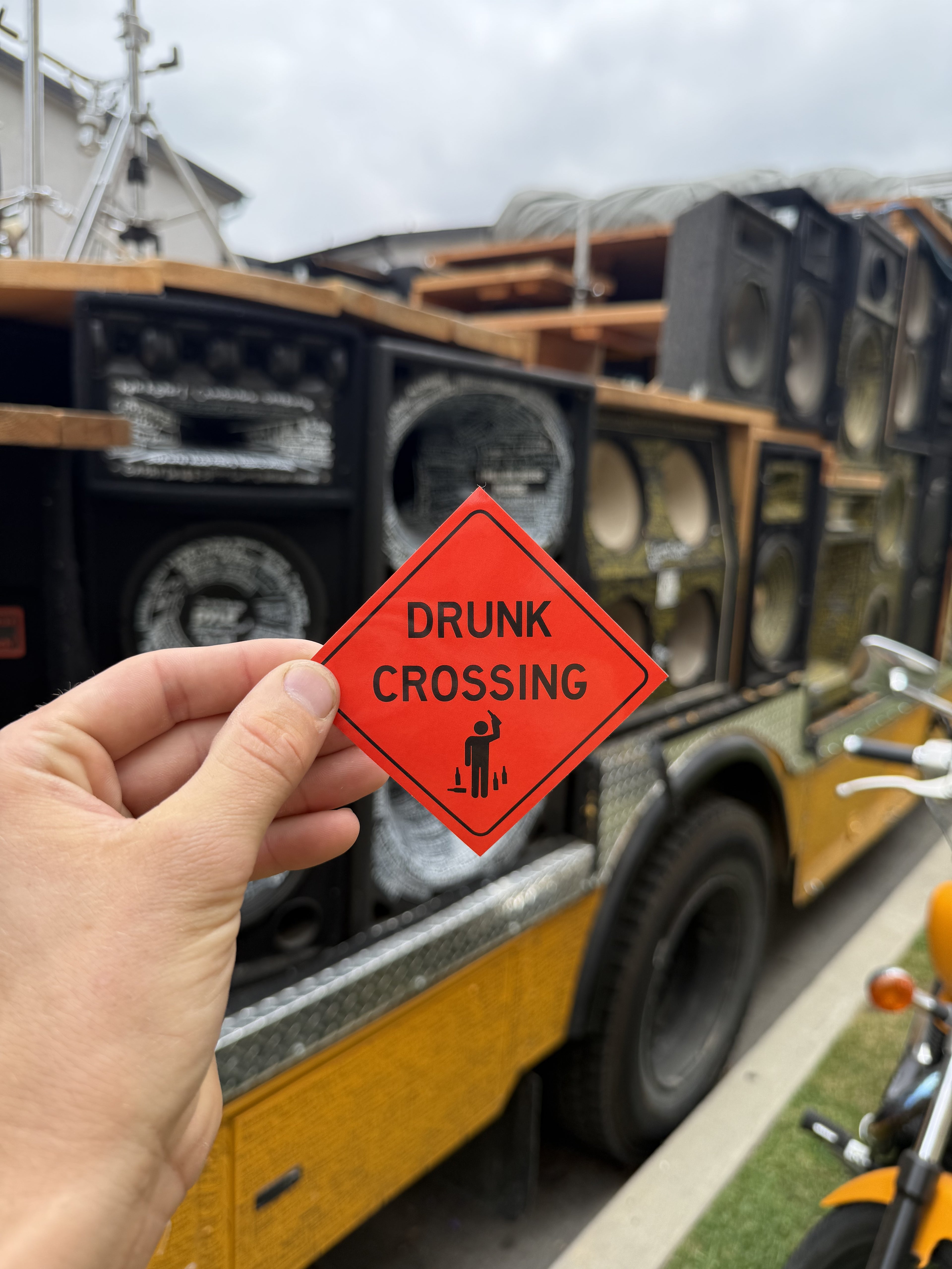 DRUNK CROSSING FUNNY FREE STICKER