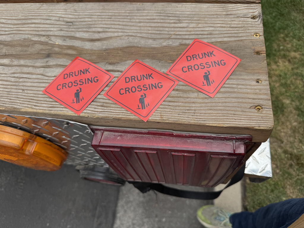 DRUNK CROSSING FUNNY FREE STICKER