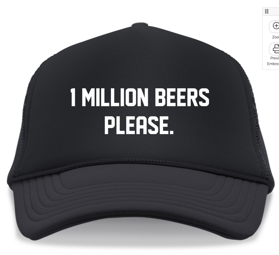 1 MILLION BEERS Official FREE TRUCKER HAT